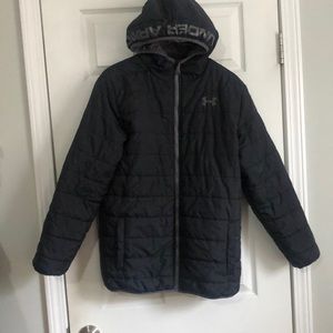 Under Armour boys puffer coat with hood.